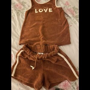 Toddler girl terry cloth short set